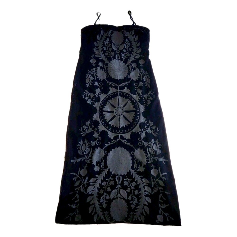 Elegant Black Patterned Maxi Dress, jacket is not included,